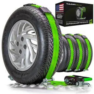 Car Tie Down - Rolling Idler 3-Cleat - 120 Inch - 4 Pack - High-Viz - 3,300 Pound Safe Working Load Car Tie Down - Rolling Idler 3-Cleat - 120 Inch - 4 Pack - High-Viz - 3,300 Pound Safe Working Load