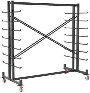 Lumber Storage Rack, Heavy-Duty 2000LBS Rolling Lumber Rack on Wheels, 7-Tier Wood Storage Rack with X-Braced Steel Frame, Pipe Rack Organizer Shelving Unit for Garage Workshop Lumber Storage Rack, Heavy-Duty 2000LBS Rolling Lumber Rack on Wheels, 7-Tier Wood Storage Rack with X-Braced Steel Frame, Pipe Rack Organizer Shelving Unit for Garage Workshop