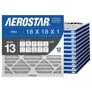 18x18x1 MERV 13 High Efficiency Pleated Air Filter, 12-Pack, Electrostatic AC Furnace HVAC Replacement, Captures Smoke Bacteria Allergy Dust Pollen Pet Dander (17.75x17.75x0.75) 18x18x1 MERV 13 High Efficiency Pleated Air Filter, 12-Pack, Electrostatic AC Furnace HVAC Replacement, Captures Smoke Bacteria Allergy Dust Pollen Pet Dander (17.75x17.75x0.75)