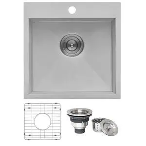 18 x 18 inch Drop-in Topmount Bar Prep Sink 16 Gauge Stainless Steel Single Bowl - RVH8118 18 x 18 inch Drop-in Topmount Bar Prep Sink 16 Gauge Stainless Steel Single Bowl - RVH8118