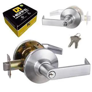 Keyed Entry Grade 1 Commercial Door Locks Heavy Duty Office Door Lever, Non-Handed, UL 3 Hour Fire Rated, ADA Compliant, Brass Latch, 2-3/4''Backset, Satin Chrome 26D Keyed Entry Grade 1 Commercial Door Locks Heavy Duty Office Door Lever, Non-Handed, UL 3 Hour Fire Rated, ADA Compliant, Brass Latch, 2-3/4''Backset, Satin Chrome 26D