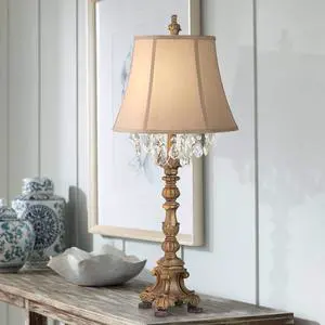 Duval French Country Cottage Core Table Lamp 33" Tall Crystal Aged Gold Candlestick Beige Bell Shade Decor for Living Room Bedroom House Bedside Nightstand Home Entryway Dining Duval French Country Cottage Core Table Lamp 33" Tall Crystal Aged Gold Candlestick Beige Bell Shade Decor for Living Room Bedroom House Bedside Nightstand Home Entryway Dining