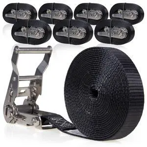 Endless Ratchet Straps 1" X 15' (8 Pack), 3,300 LBS Break Strength, Stainless Steel Tie Downs, Marine Tie Down Straps for Boats, ATVs, Trees, Camping, Snow, Saltwater Applications Endless Ratchet Straps 1" X 15' (8 Pack), 3,300 LBS Break Strength, Stainless Steel Tie Downs, Marine Tie Down Straps for Boats, ATVs, Trees, Camping, Snow, Saltwater Applications