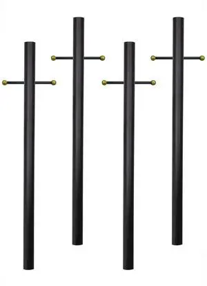 7-Foot Direct Burial Lamp Post Outdoor Aluminum Light Pole with Decorative Cross Arm Fits Standard 3" Post Top Fixtures Black, Bronze, or White Made in USA (Black, Set of 4) 7-Foot Direct Burial Lamp Post Outdoor Aluminum Light Pole with Decorative Cross Arm Fits Standard 3" Post Top Fixtures Black, Bronze, or White Made in USA (Black, Set of 4)
