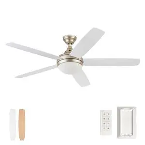 Ashby Modern 52 Inch Ceiling Fan with Light, LED Fan with Remote Control, Tri-Mount Indoor Fan with 5 Blades, Brown Oak and Light Oak Blade Finish Options, Soft Gold (51474-01) Ashby Modern 52 Inch Ceiling Fan with Light, LED Fan with Remote Control, Tri-Mount Indoor Fan with 5 Blades, Brown Oak and Light Oak Blade Finish Options, Soft Gold (51474-01)