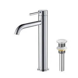 KBF1009 Solid Brass Single Handle Single Hole Circular Faucet for Bathroom Sink with Pop Up Drain | High Arc Faucet Spout Design | Rust and Corrosion Resistant | Chrome Finish KBF1009 Solid Brass Single Handle Single Hole Circular Faucet for Bathroom Sink with Pop Up Drain | High Arc Faucet Spout Design | Rust and Corrosion Resistant | Chrome Finish