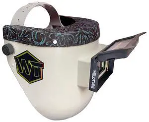 Chopped Leather Top Pipeliner Welding Helmet, Slim Cut Bottom with Aluminum Fasteners & High Visibility HD Gold Coated Lens (with Flip-Front Adapter or No Flip-Front Adapter) Chopped Leather Top Pipeliner Welding Helmet, Slim Cut Bottom with Aluminum Fasteners & High Visibility HD Gold Coated Lens (with Flip-Front Adapter or No Flip-Front Adapter)