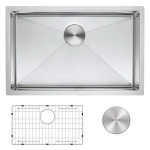 Zuhnë Modena 30-Inch Undermount Kitchen Sink, Single Bowl 16 Gauge T304 18/10 Stainless Steel, Brushed Finish, Sound Guard, 30 x 18 x 10 in Zuhnë Modena 30-Inch Undermount Kitchen Sink, Single Bowl 16 Gauge T304 18/10 Stainless Steel, Brushed Finish, Sound Guard, 30 x 18 x 10 in