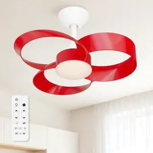 22 Inch Ceiling Fan with Light and Remote, Quiet DC Motor, Dimmable LED, Reversible 3-Speed Control, Easy Installation Downrod Fan for Small Rooms (Red) 22 Inch Ceiling Fan with Light and Remote, Quiet DC Motor, Dimmable LED, Reversible 3-Speed Control, Easy Installation Downrod Fan for Small Rooms (Red)