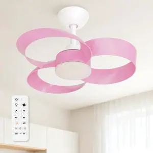 22 Inch Ceiling Fan with Light and Remote, Quiet DC Motor, Dimmable LED, Reversible 3-Speed Control, Easy Installation Downrod Fan for Small Rooms (Pink) 22 Inch Ceiling Fan with Light and Remote, Quiet DC Motor, Dimmable LED, Reversible 3-Speed Control, Easy Installation Downrod Fan for Small Rooms (Pink)