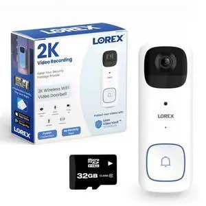 2K Wireless WiFi Smart Video Doorbell Camera | No Subscription Fee | 32GB MicroSD Card Included | Smart Security Lighting | Night Vision | Battery-Powered | Motion Detection | White 2K Wireless WiFi Smart Video Doorbell Camera | No Subscription Fee | 32GB MicroSD Card Included | Smart Security Lighting | Night Vision | Battery-Powered | Motion Detection | White