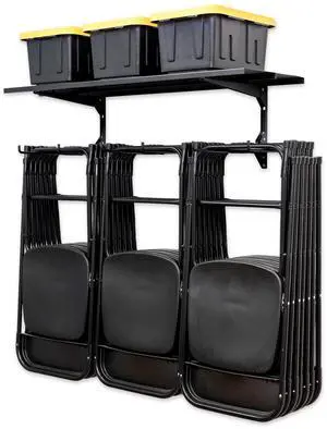 Chair Storage Rack with Storage Shelf Folding Chair Rack for Home & Garage Organization, Chair Hangers for Folding, Beach, Patio & Camping Chairs, Heavy Duty Steel, Holds 300 lbs Chair Storage Rack with Storage Shelf Folding Chair Rack for Home & Garage Organization, Chair Hangers for Folding, Beach, Patio & Camping Chairs, Heavy Duty Steel, Holds 300 lbs