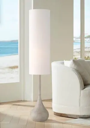 Moderne Mid Century Modern 62" Tall Standing Floor Lamp Droplet Foot Switch Natural Gray Metal Living Room Bedroom House Reading Office Home Decor Entryway White Drum Shade Moderne Mid Century Modern 62" Tall Standing Floor Lamp Droplet Foot Switch Natural Gray Metal Living Room Bedroom House Reading Office Home Decor Entryway White Drum Shade
