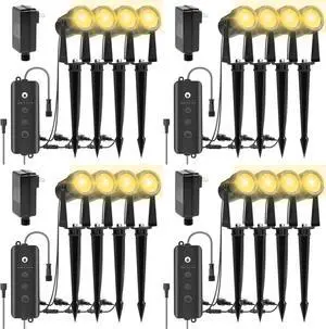 Landscape Spotlights, Dimmable, Timer, Auto On Off, Low Voltage, Plug and Play, IP65 Waterproof, 2700K Warm White, for Garden Yard Pathway, 16 Pack (4×4Pack) Landscape Spotlights, Dimmable, Timer, Auto On Off, Low Voltage, Plug and Play, IP65 Waterproof, 2700K Warm White, for Garden Yard Pathway, 16 Pack (4×4Pack)