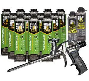 Pestblock Polyurethane Foam Sealant 20 oz, Insulating Foam Sealant Expands Up to 3", Pack of 12 with Applicator (Standard Gun) Pestblock Polyurethane Foam Sealant 20 oz, Insulating Foam Sealant Expands Up to 3", Pack of 12 with Applicator (Standard Gun)
