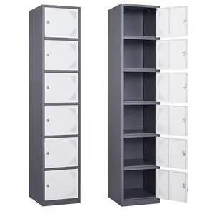 Metal Locker with 6 Doors, Tall Steel Storage Lockers for Employees - 71" Locker Storage Cabinets for School, Gym, Home, Office, Garage (Grey White) Metal Locker with 6 Doors, Tall Steel Storage Lockers for Employees - 71" Locker Storage Cabinets for School, Gym, Home, Office, Garage (Grey White)