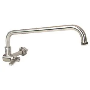 Single Wall Mount Commercial Manual Wok Range Faucet with 14" Swing Spout, All Stainless Steel Construction for Restaurant Kitchen NSF Approved Single Wall Mount Commercial Manual Wok Range Faucet with 14" Swing Spout, All Stainless Steel Construction for Restaurant Kitchen NSF Approved