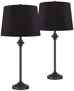 Lynn Modern Industrial Buffet Table Lamps 26" Tall Skinny Set of 2 Dark Bronze Brown Metal Black Faux Silk Drum Shade for Living Room House Home Dining Office Entryway Family Decor Lynn Modern Industrial Buffet Table Lamps 26" Tall Skinny Set of 2 Dark Bronze Brown Metal Black Faux Silk Drum Shade for Living Room House Home Dining Office Entryway Family Decor