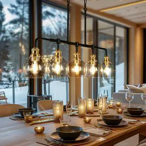 Chandeliers for Dining Room, 5 Light Linear Chandelier Modern Farmhouse Kitchen Island Light with Seeded Glass Pool Table Light for Kitchen, Dining Room, Living Room Chandeliers for Dining Room, 5 Light Linear Chandelier Modern Farmhouse Kitchen Island Light with Seeded Glass Pool Table Light for Kitchen, Dining Room, Living Room