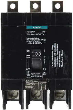 BQD3100 100-Amp Three Pole 480Y/277V AC 14KAIC Bolt in Breaker BQD3100 100-Amp Three Pole 480Y/277V AC 14KAIC Bolt in Breaker