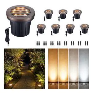 Ground Well Lights, Landscape LED Low Voltage In-Ground Lights, Outdoor Waterproof IP67, 12V Wired Aluminum Grille Top ORB for Wall 6W 350LM 8 Pack, Color Temp Random: 3000K or 5CCT Ground Well Lights, Landscape LED Low Voltage In-Ground Lights, Outdoor Waterproof IP67, 12V Wired Aluminum Grille Top ORB for Wall 6W 350LM 8 Pack, Color Temp Random: 3000K or 5CCT