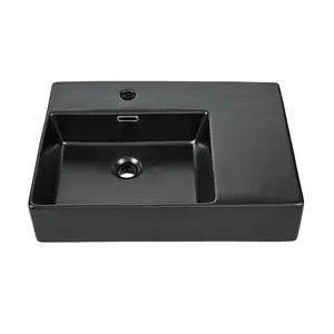 St. Tropez 24 x 18 Ceramic Wall Hung Sink with Left Side Faucet Mount, Matte Black St. Tropez 24 x 18 Ceramic Wall Hung Sink with Left Side Faucet Mount, Matte Black