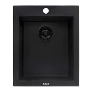 16 x 20 inch epiGranite Drop-in Topmount Granite Composite Quartz Single Bowl Wet Bar Prep Sink - Midnight Black - RVG1016BK 16 x 20 inch epiGranite Drop-in Topmount Granite Composite Quartz Single Bowl Wet Bar Prep Sink - Midnight Black - RVG1016BK