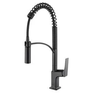 Seneca Matte Black Single Handle Pull Down Kitchen Faucet Spiral Pro Style with Pre-Rinse Spray Hose - RVF1236MB Seneca Matte Black Single Handle Pull Down Kitchen Faucet Spiral Pro Style with Pre-Rinse Spray Hose - RVF1236MB