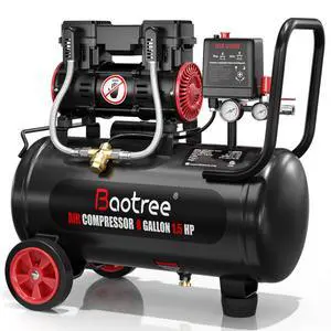 8 Gallon Ultra Quiet Air Compressor with Two Quick Couplers, 1.5HP MAX 115PSI Oil-Free Air Compressor Steel Tanks, 70dB Air Compressor with Wheels for Spray Painting, Auto Repair, Woodwork Nailing 8 Gallon Ultra Quiet Air Compressor with Two Quick Couplers, 1.5HP MAX 115PSI Oil-Free Air Compressor Steel Tanks, 70dB Air Compressor with Wheels for Spray Painting, Auto Repair, Woodwork Nailing