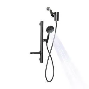 Shower Kit + Filter, Black - Slide bar, 3 Spray Functions Plus Pause, Extra Long 70 Inch Hose - Easy DIY Installation - High Pressure Performance Shower Kit + Filter, Black - Slide bar, 3 Spray Functions Plus Pause, Extra Long 70 Inch Hose - Easy DIY Installation - High Pressure Performance