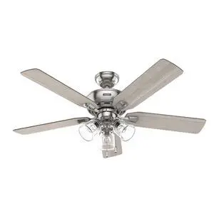 52 inch Indoor Ceiling Fan with LED Lights and Pull Chain - Standard Mount Ceiling Fan, 5 Blades, For Bedroom, Living Room, or Kitchen, 3 inch Downrod - Rosner 51596, Brushed Nickel 52 inch Indoor Ceiling Fan with LED Lights and Pull Chain - Standard Mount Ceiling Fan, 5 Blades, For Bedroom, Living Room, or Kitchen, 3 inch Downrod - Rosner 51596, Brushed Nickel