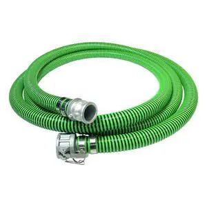 Heavy Duty EPDM All Weather Suction Hose Assembly, Black Tube, Lime Green Helix, 1-1/2" Inside Diameter Hose with Male x Female Cam and Groove Fittings Installed, 25 ft Length Heavy Duty EPDM All Weather Suction Hose Assembly, Black Tube, Lime Green Helix, 1-1/2" Inside Diameter Hose with Male x Female Cam and Groove Fittings Installed, 25 ft Length