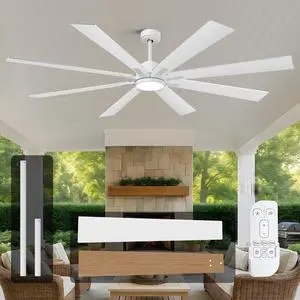 72 Inch White Ceiling Fans with Lights, Indoor Outdoor Ceiling Fans for Patios with Remote, 8 Double-Finish Blades, 5-CCT, Large CFM Quiet Reversible DC Fan for Living Room Gazebo 72 Inch White Ceiling Fans with Lights, Indoor Outdoor Ceiling Fans for Patios with Remote, 8 Double-Finish Blades, 5-CCT, Large CFM Quiet Reversible DC Fan for Living Room Gazebo