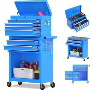 8-Drawer Rolling Tool Chest Tool Box,Removable Tool Storage Cabinet with 4 Wheels and Drawers,2 in 1 Portable Toolbox Organizer, Tool Chest with Lockable Drawer Gifts for Men, Blue 8-Drawer Rolling Tool Chest Tool Box,Removable Tool Storage Cabinet with 4 Wheels and Drawers,2 in 1 Portable Toolbox Organizer, Tool Chest with Lockable Drawer Gifts for Men, Blue