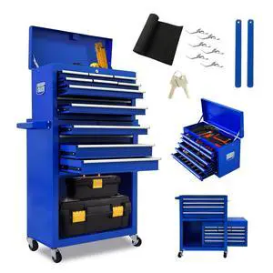 13 Drawers Tool Chest with Wheels,Large Capacity Tool Storage Cabinet with Removable Top Toolbox, Locking Mechanical Tool Cart with Liner,Suitable for Garages, Warehouses-Blue 13 Drawers Tool Chest with Wheels,Large Capacity Tool Storage Cabinet with Removable Top Toolbox, Locking Mechanical Tool Cart with Liner,Suitable for Garages, Warehouses-Blue