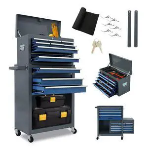 13 Drawers Tool Chest with Wheels,Large Capacity Tool Storage Cabinet with Removable Top Toolbox, Locking Mechanical Tool Cart with Liner,Suitable for Garages, Warehouses-Blue&Grey 13 Drawers Tool Chest with Wheels,Large Capacity Tool Storage Cabinet with Removable Top Toolbox, Locking Mechanical Tool Cart with Liner,Suitable for Garages, Warehouses-Blue&Grey
