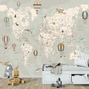 Kids World Map Wallpaper with AnimalsPeel and Stick Educational DecalsNursery Murals for Baby, Toddlers,Boys, Kids RoomRemovable Waterproof Decor for Bedroom, Classroom, Playroom(148W x 118.1H) Kids World Map Wallpaper with AnimalsPeel and Stick Educational DecalsNursery Murals for Baby, Toddlers,Boys, Kids RoomRemovable Waterproof Decor for Bedroom, Classroom, Playroom(148W x 118.1H)