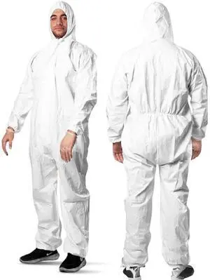 Lightweight Disposable Coveralls with Hood - Waterproof Protective Suit for Painting, Cleaning, Construction & Spray Foam Insulation - Durable Full Body Protection - 50 Pack (2XL) Lightweight Disposable Coveralls with Hood - Waterproof Protective Suit for Painting, Cleaning, Construction & Spray Foam Insulation - Durable Full Body Protection - 50 Pack (2XL)