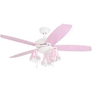 Elsa, 48 Inch Princess Style Indoor LED Ceiling Fan with Light, Pull Chain, Three Mounting Options, 5 Dual Finish Blades, Reversible Motor 50623-01 (White/Pink) Elsa, 48 Inch Princess Style Indoor LED Ceiling Fan with Light, Pull Chain, Three Mounting Options, 5 Dual Finish Blades, Reversible Motor 50623-01 (White/Pink)