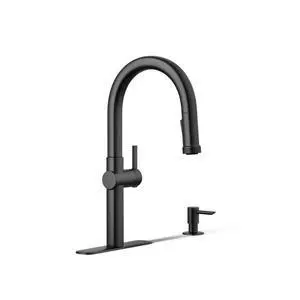R22153-SD-BL Rune Single Handle Kitchen Faucet with Pull Down Sprayer and Soap Dispenser, Matte Black R22153-SD-BL Rune Single Handle Kitchen Faucet with Pull Down Sprayer and Soap Dispenser, Matte Black