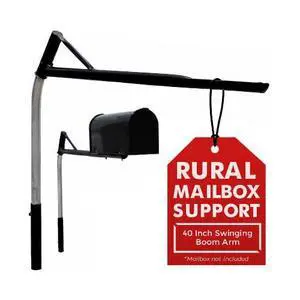 Mailbox Support with Swinging Boom Arm Complete Kit, Mailbox and Mounting Board Included, No Dig Mailbox Post, Galvanized Steel Post, Ideal for Rural and Residential, Made in USA (Black, Large) Mailbox Support with Swinging Boom Arm Complete Kit, Mailbox and Mounting Board Included, No Dig Mailbox Post, Galvanized Steel Post, Ideal for Rural and Residential, Made in USA (Black, Large)