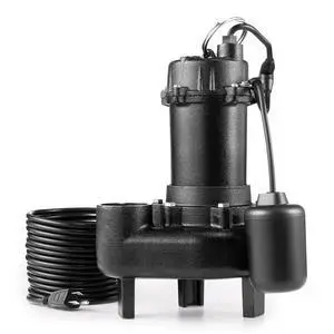 Submersible Sewage Pump, 1 HP, 5200 GPH Cast Iron Sewage/Effluent Pump with Automatic Tethered Float Switch, 2-Inch NPT Discharge, 120V, 25 ft Max Lift, for Basement, Septic Tank, Residential Submersible Sewage Pump, 1 HP, 5200 GPH Cast Iron Sewage/Effluent Pump with Automatic Tethered Float Switch, 2-Inch NPT Discharge, 120V, 25 ft Max Lift, for Basement, Septic Tank, Residential