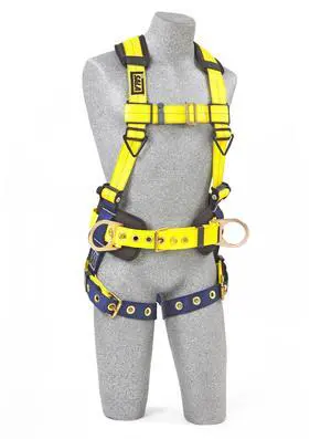 DBI-SALA Delta 1101656 Construction Harness, Back/Side D-Rings, Belt w/Sewn-In Back & Shoulder Pads, Tongue Buckle Leg Straps, X-Large, Navy/Yellow DBI-SALA Delta 1101656 Construction Harness, Back/Side D-Rings, Belt w/Sewn-In Back & Shoulder Pads, Tongue Buckle Leg Straps, X-Large, Navy/Yellow