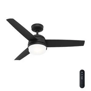 48 inch Indoor Ceiling Fan with LED Light and Remote Control - Black Ceiling Fan, Standard Mount, 3 Blades, For Bedroom, Living Room, or Kitchen, Quiet - Midtown 51472, Matte Black 48 inch Indoor Ceiling Fan with LED Light and Remote Control - Black Ceiling Fan, Standard Mount, 3 Blades, For Bedroom, Living Room, or Kitchen, Quiet - Midtown 51472, Matte Black
