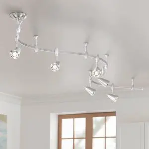 Track Light Fixture - 6 Head LED Track Light, Brushed Nickel, Adjustable Monorail Modern for Ceilings, Kitchen Islands, Bedrooms, Foyers, Living Rooms - 108" Wide, 9 1/4" High Track Light Fixture - 6 Head LED Track Light, Brushed Nickel, Adjustable Monorail Modern for Ceilings, Kitchen Islands, Bedrooms, Foyers, Living Rooms - 108" Wide, 9 1/4" High