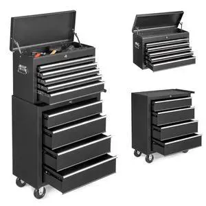 9-Drawer Rolling Tool Chest with Wheels & Lock & Key, Tool Box with Large Storage Cabinet, Removable Portable Top Box for Garage, Warehouse, Repair Shop & Home 9-Drawer Rolling Tool Chest with Wheels & Lock & Key, Tool Box with Large Storage Cabinet, Removable Portable Top Box for Garage, Warehouse, Repair Shop & Home