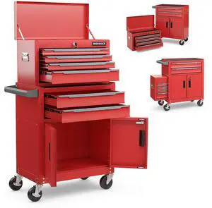 Tool Chest, 6 Drawers Extra Large Rolling Too Storage Cabinet with 4 Universal Lockable Wheels, Auto Lock, Protective Liner, 2-in-1 Heavy Duty Tool Box for Garage, Workshop Tool Chest, 6 Drawers Extra Large Rolling Too Storage Cabinet with 4 Universal Lockable Wheels, Auto Lock, Protective Liner, 2-in-1 Heavy Duty Tool Box for Garage, Workshop