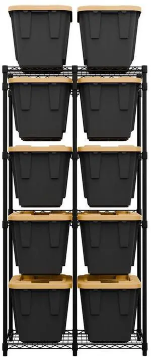 Bin Storage Rack for 12 Gallon Storage Totes Includes 10 Bins - Garage or Holiday Decoration Organization, NSF Certified, Heavy Duty Steel 21.5"x34.25"x68" (Black) Bin Storage Rack for 12 Gallon Storage Totes Includes 10 Bins - Garage or Holiday Decoration Organization, NSF Certified, Heavy Duty Steel 21.5"x34.25"x68" (Black)