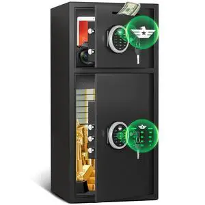 Home Safe Fireproof Waterproof, 6.5 Cub Large Money Safe with Drop Slot & Adjustable Shelf, Extra Large Cash Cabinet Safe with Double Door & Dual Alarm for Home Documents Home Safe Fireproof Waterproof, 6.5 Cub Large Money Safe with Drop Slot & Adjustable Shelf, Extra Large Cash Cabinet Safe with Double Door & Dual Alarm for Home Documents