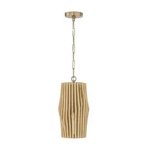 344613BWB Archer Modern Artisan-Crafted Mango Wood Mini Pendant Ceiling Light Fixture, 1-Light 100 Watt, 17" H x 9" W, Blonde Wood and Matte Brass 344613BWB Archer Modern Artisan-Crafted Mango Wood Mini Pendant Ceiling Light Fixture, 1-Light 100 Watt, 17" H x 9" W, Blonde Wood and Matte Brass